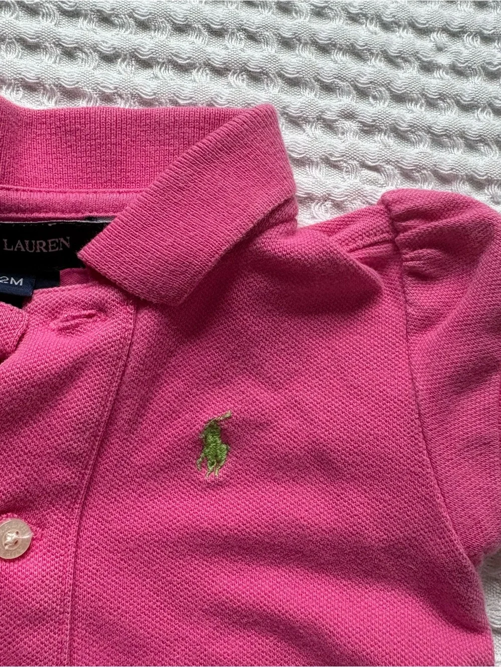 Ralph Lauren Pink Polo Dress Pleated Skirt Preppy Pony Logo - 12M